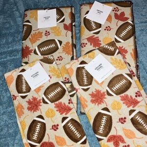 Autumn Football Kitchen Towel & Drying  Set 4 Total Pieces NEW